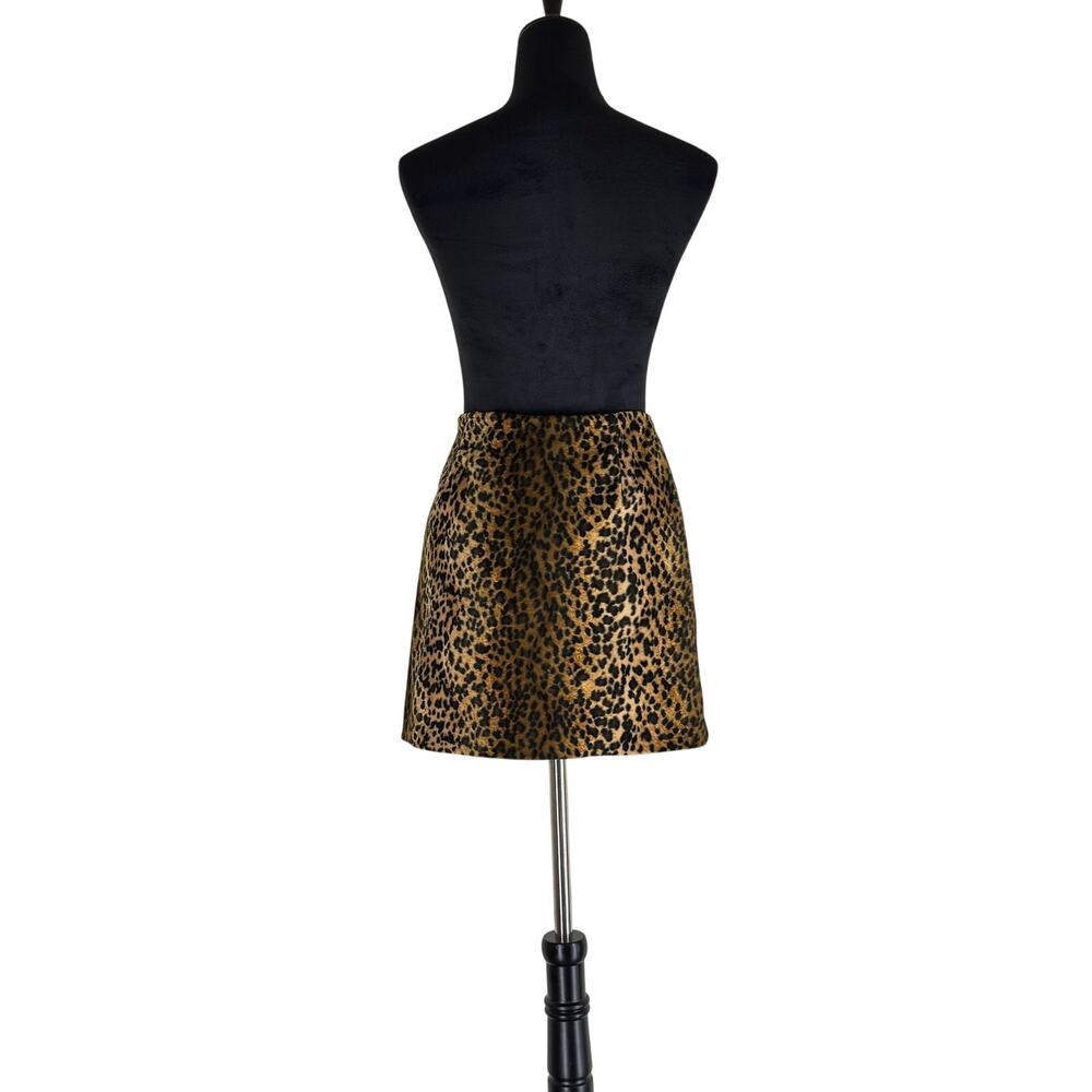 Vintage 90's Hugo Buscati Leopard Print Faux Fur Mini Skirt Sz 2 - Picture 7 of 12